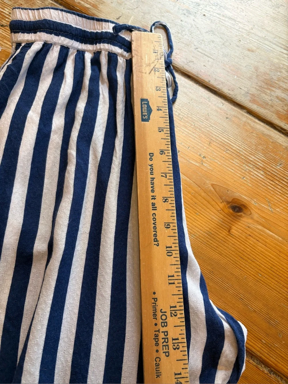 Free People Striped Wide Leg Pants XS Navy White Drawstring Coastal